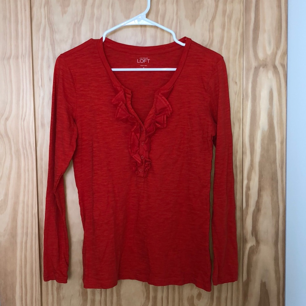 Ann Taylor Loft burnt orange long sleeve tee